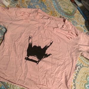 “Rock And Roll “ Distressed Crop Shirt